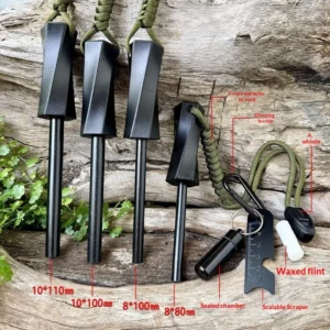 Bear Grylls Survival Fire Starter Magnesium Flint Rod Portable Emergency Firesteel Kit Compass Whistle for Camping Hiking Tools