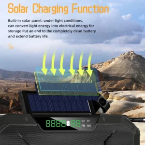 Multi-purpose Emergency Radio Hand Crank USB Rechargeable On Batteries Solar Portable FM Radio Flashlight Reading Lamp SOS Alarm