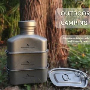Boundless Voyage Outdoor Military Canteen Bottle Camping Hiking Water Cups Titanium Cookware 1100ml Bottle 750ml Pot 400ml Bowl
