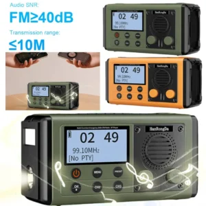 10000mAh Solar Hand Crank Radio Multifunctional DAB FM Radio Portable Emergency Radio with Speaker Solar/Hand Crank Charging