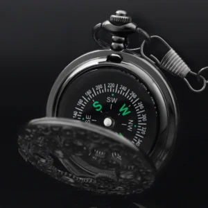 Retro Gear Hollow Design Compass Pocket Watch Camping Hiking Portable Pocket Compass Navigation Outdoor Tool,Gift Collection