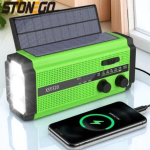 Portable Solar Emergency Radio AM FM 5000mAh Dynamo LED Torch Reading Lamp SOS Alarm for Outdoor Camping Hiking