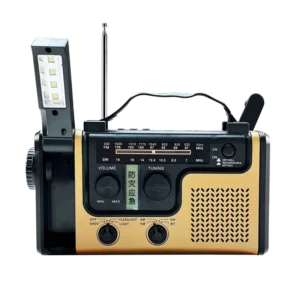 Wireless emergency radio, solar and hand-cranked generator with NOAA weather alerts, wireless connection to AM FM