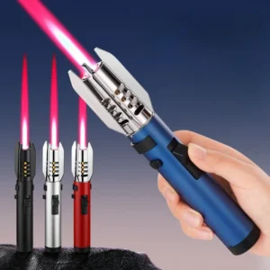 2026 High Temperature Welding Gun Lighter Windproof Red Flame Cigar Lighter Butane Inflatable Lighter Outdoor BBQ Men's Tools