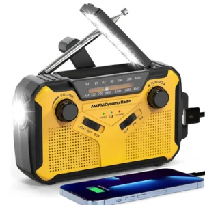 Portable Solar Radio Hand Crank Emergency Power Bank with 2500mAh LED Flashlight for Camping Hiking Travel Outdoor Use