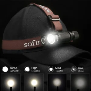 Sofirn SP40A TIR Optics Rechargeable LED Headlamp TN-3535 1200lm 18650 Headlight 18350 Angle Flashlight with Magnet Tail