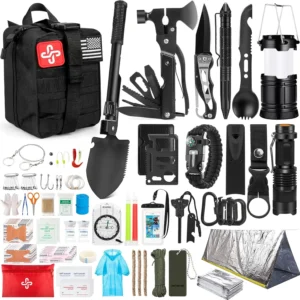 250Pcs Emergency Survival Kit with First Aid, Molle Bag & Tent for Outdoor Adventure, Hiking, Hunting