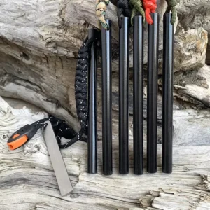 10*150mm Outdoor Flint Magnesium Rod with White Steel Scraper Whistle Camping Gnition Flint Rod EDC Survival Fire Starting Tool.